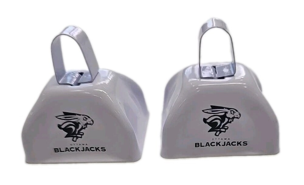Ottawa BlackJacks Basketball Ceramic Hanging Bells Pair White Team Logo...